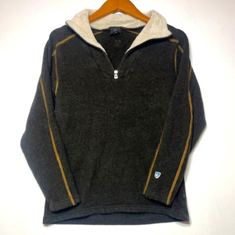 Kuhl Women's Dark Brown Collared Logo Alfpaca Quarter Zip Pullover Sweater Sz S